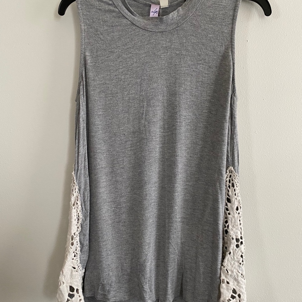 Grey and lace tank
